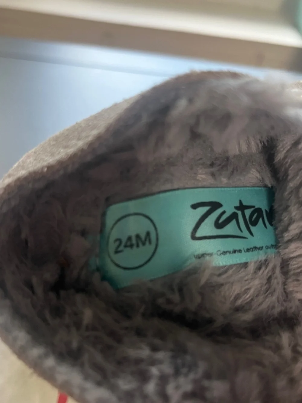 Zutano Gray Suede Fleece-Lined Baby Walkers